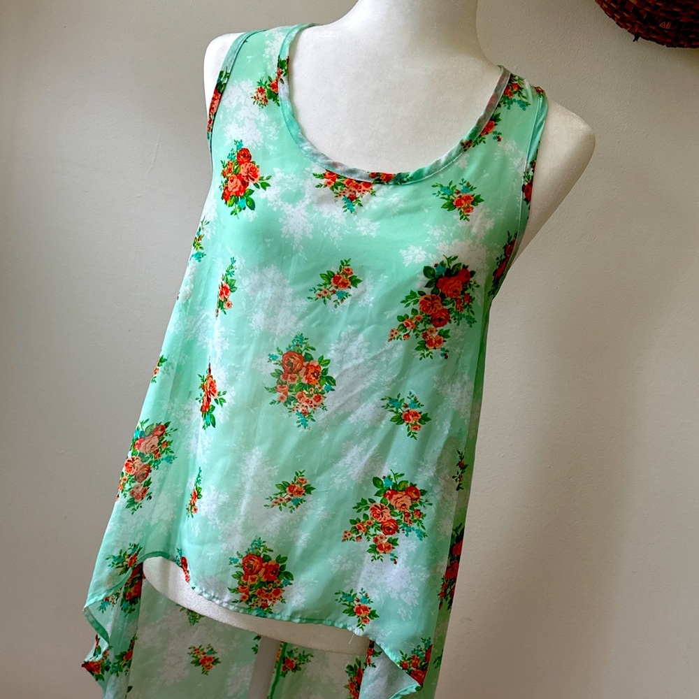 Vintage Sheer Floral Top Carrie Allen Women's Size Small